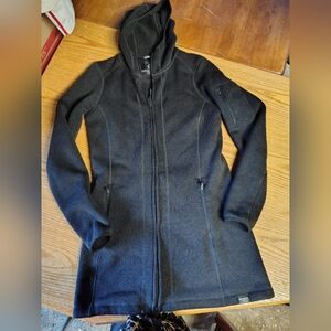 L.L. Bean Women's Black Hooded Long Zip Jacket